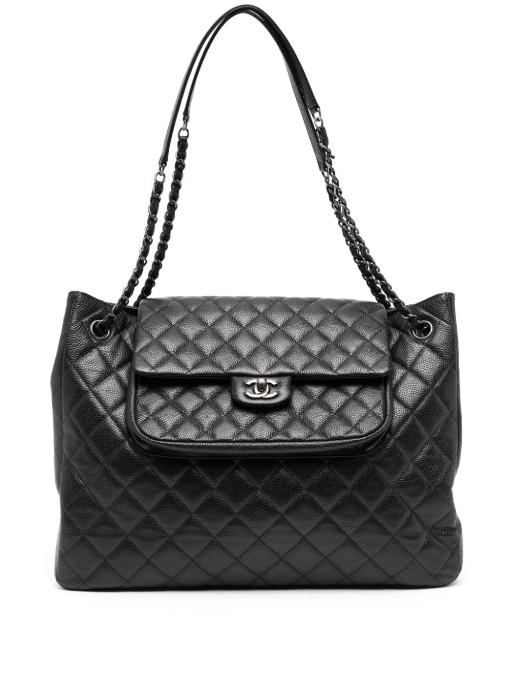 Paris-Edinburgh Black Caviar Flap Tote Bag