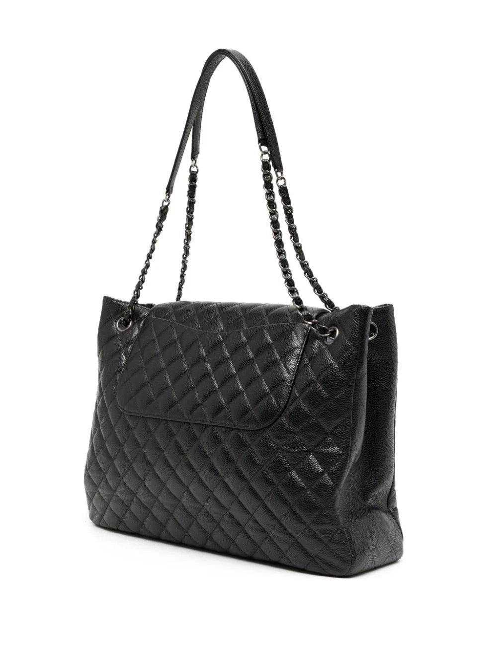 Paris-Edinburgh Black Caviar Flap Tote Bag
