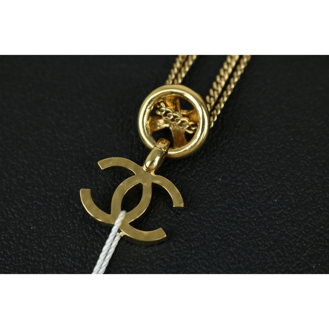 Very Good ( Rank A) ｜CHANEL COCO Mark Double chain Rhinestone Chocker Necklace ｜F25021118