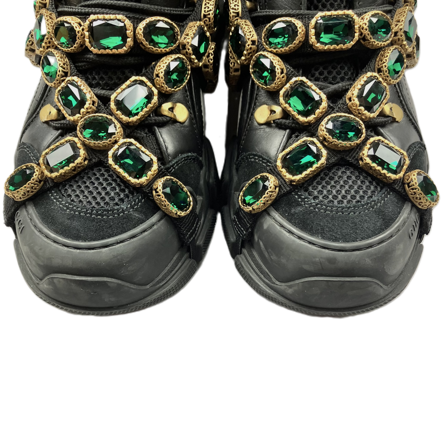 Black & Green Shoes Luxury Designer By Gucci, Size: 9