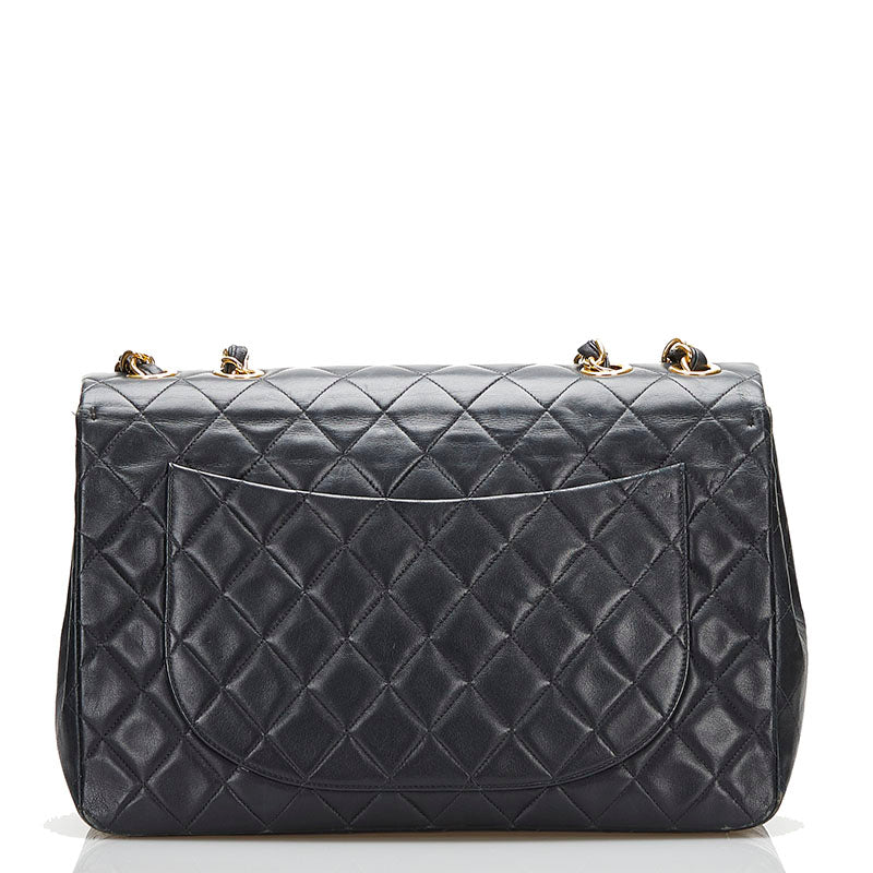 Chanel Lambskin Matelasse 34 Chain Shoulder Tote Bag Black Gold