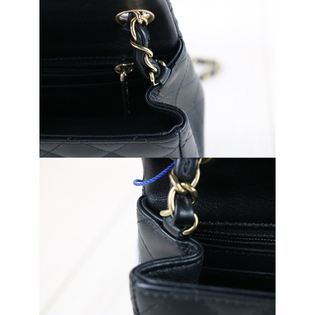 Very Good ( Rank A)｜ CHANEL Lanbskin Square 17  Shoulder Bag Black IC Chips Model ｜W25051701
