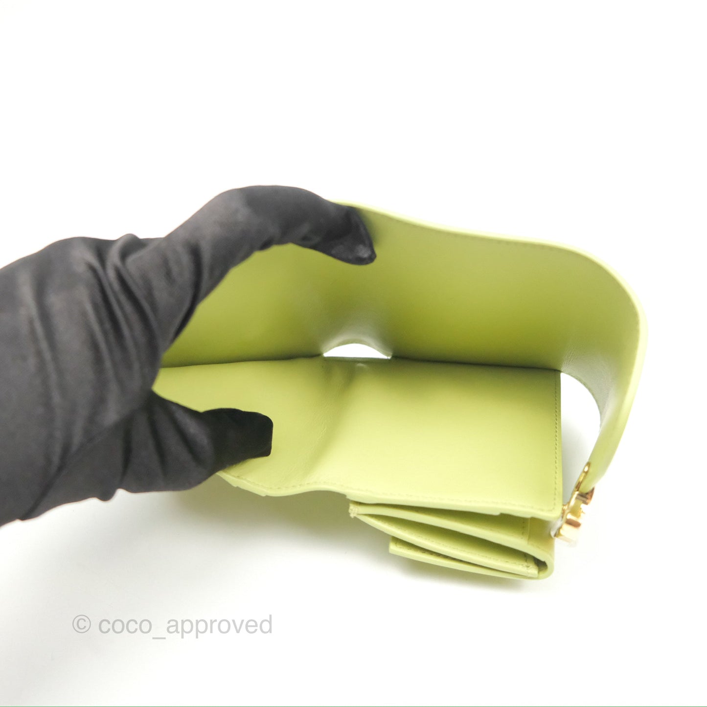 Celine Small Triomphe Flap Wallet Avocado Green Shiny Calfskin