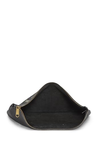Gucci, Black Leather Logo Print Pouch, Black