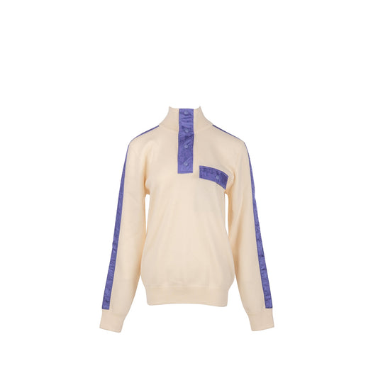 Dior Size M High Collar Sweater Virgin Wool White/Purple