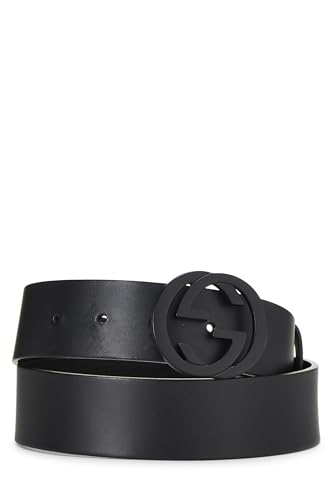Gucci, Black Guccissima Leather Interlocking GG Belt, Black