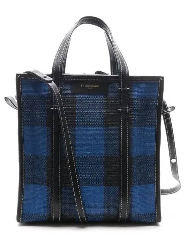 Luxury Balenciaga  Bazar Check Tote Bag Blue