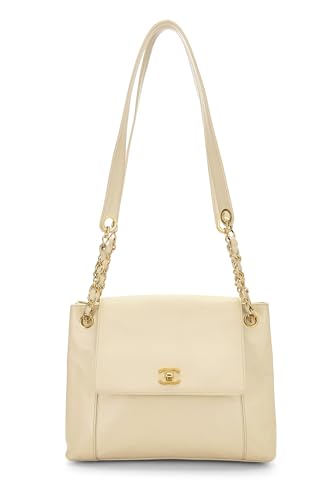 Chanel,  White Caviar Zip Tote, White