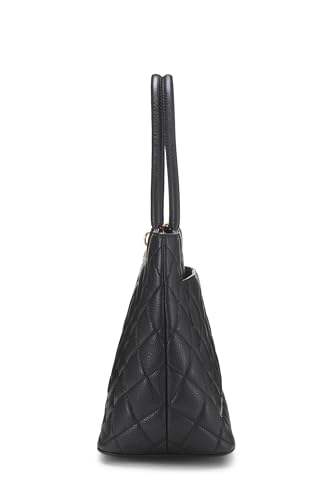 Chanel,  Black Quilted Caviar Medallion Tote, Black
