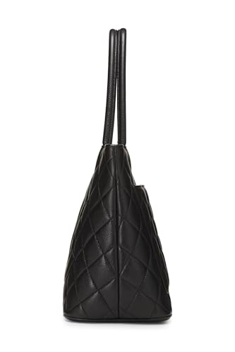 Chanel,  Black Quilted Caviar Medallion Tote, Black