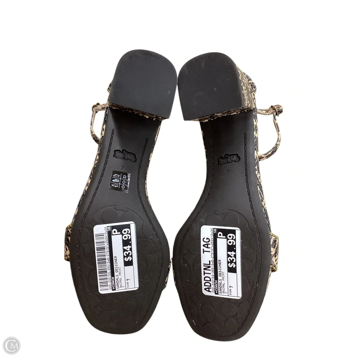 Sandals Designer By Coach In Animal Print, Size: 7