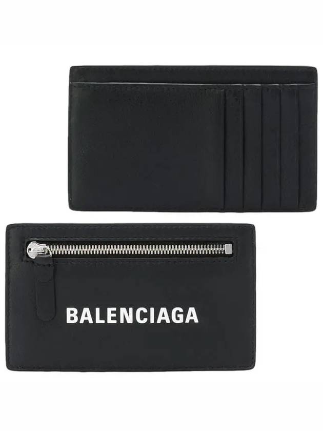 Luxury Balenciaga  Logo Leather Card Wallet Black