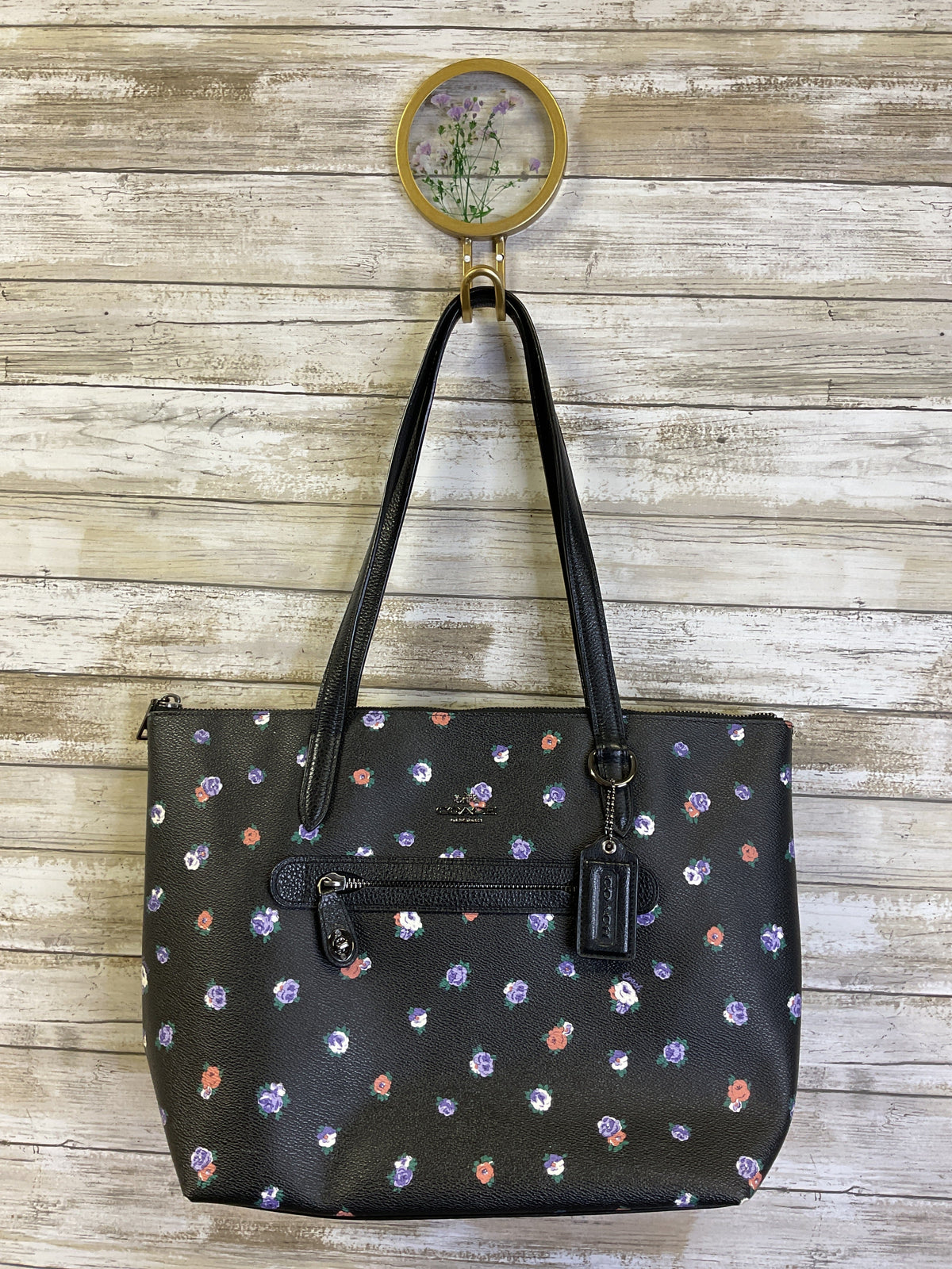 Handbag Designer By Coach In Floral Print, Size:Medium