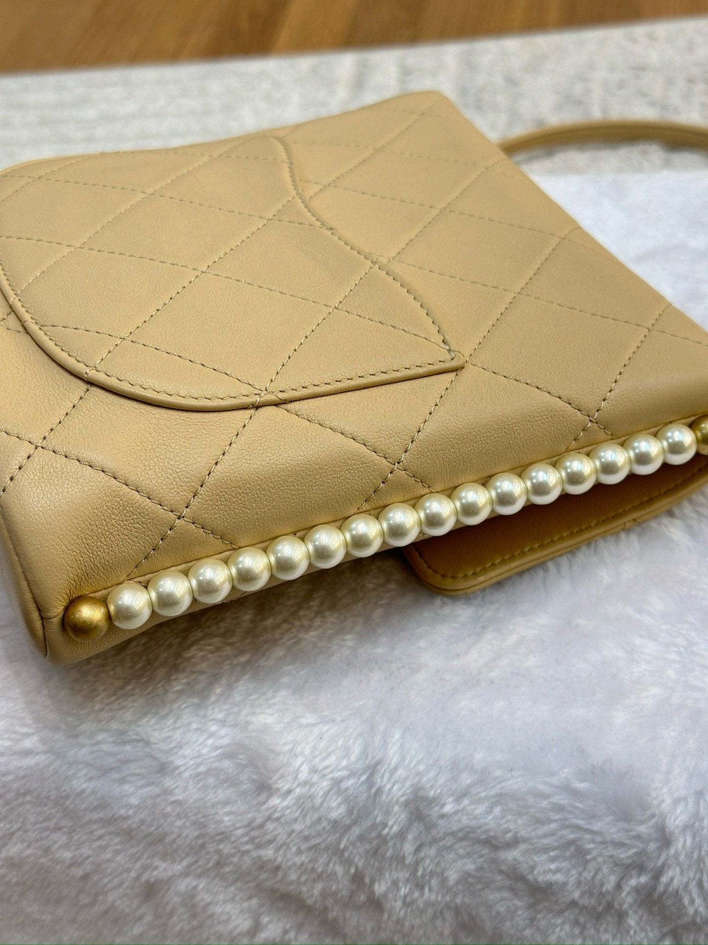 Chanel Small About Calfskin Quilted Pearls Flap Hobo GHW