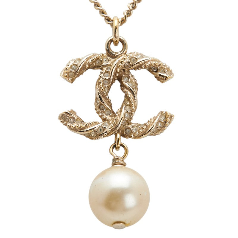 Chanel Coco Mark Faux Pearl Rhinestone Necklace