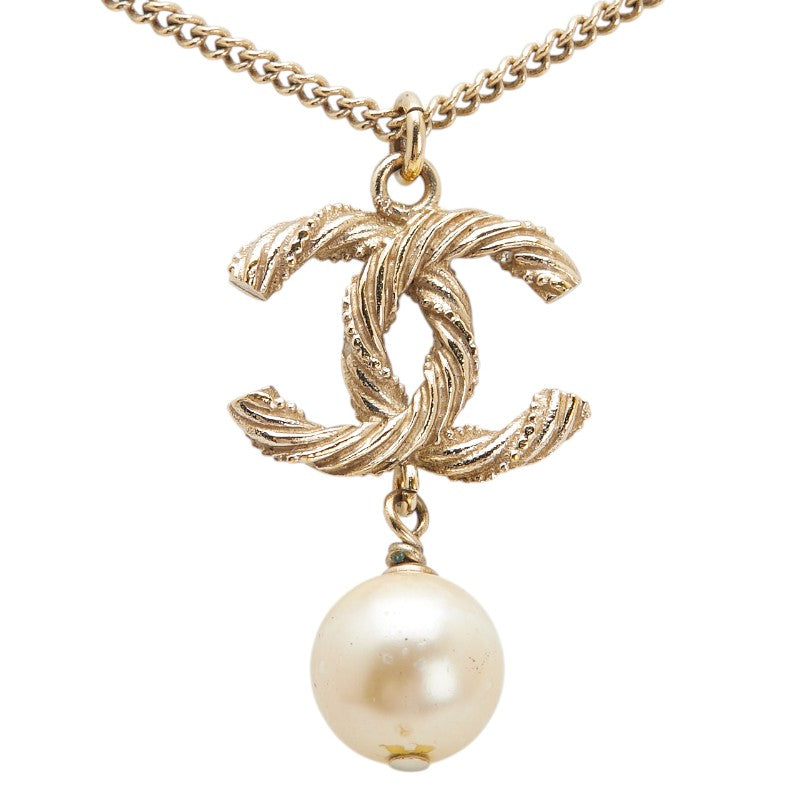 Chanel Coco Mark Faux Pearl Rhinestone Necklace