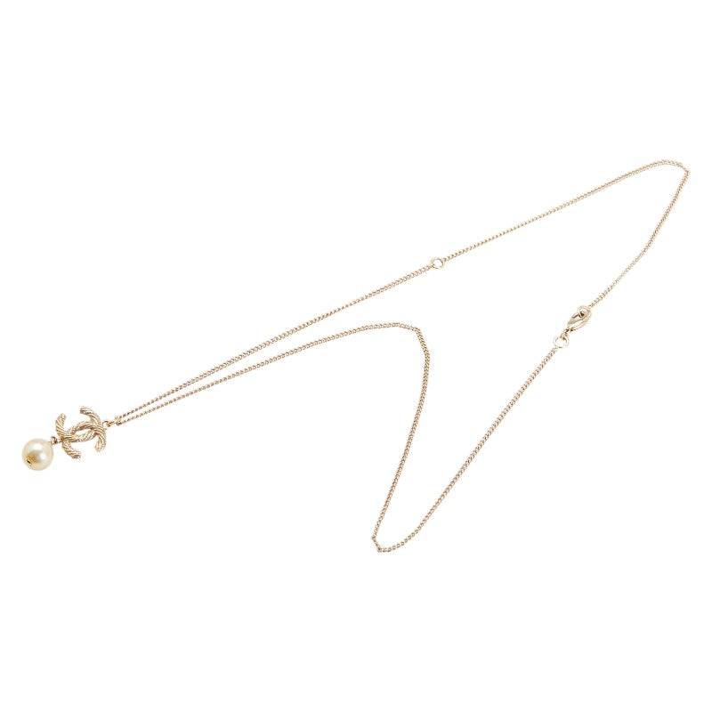 Chanel Coco Mark Faux Pearl Rhinestone Necklace