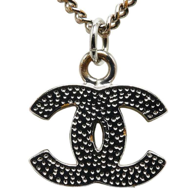 Chanel Coco Mark Rhinestone Metal Necklace