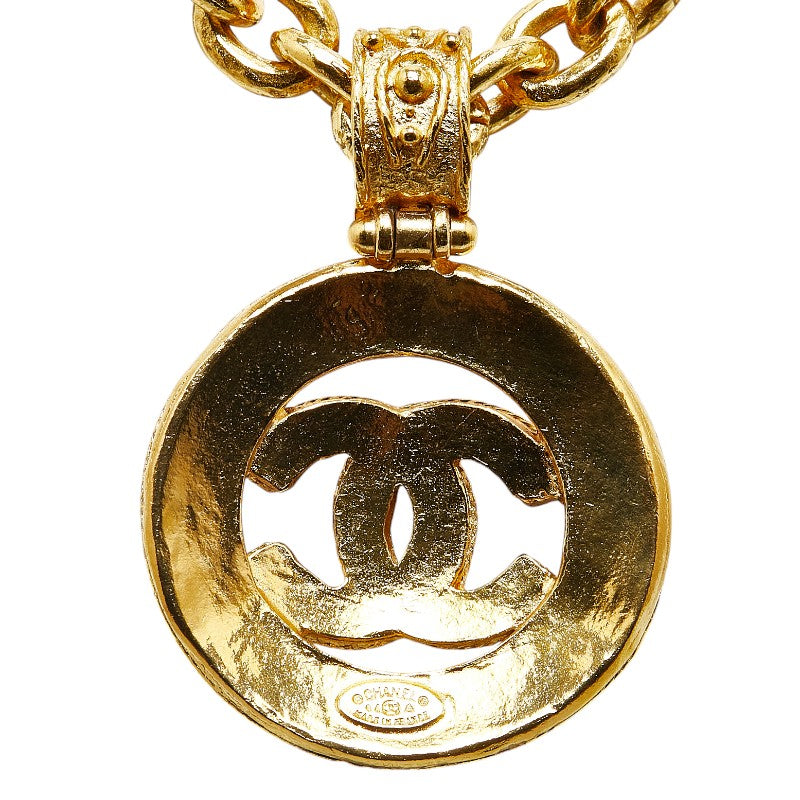 Chanel Vintage Coco Mark Round Necklace Gold Plated
