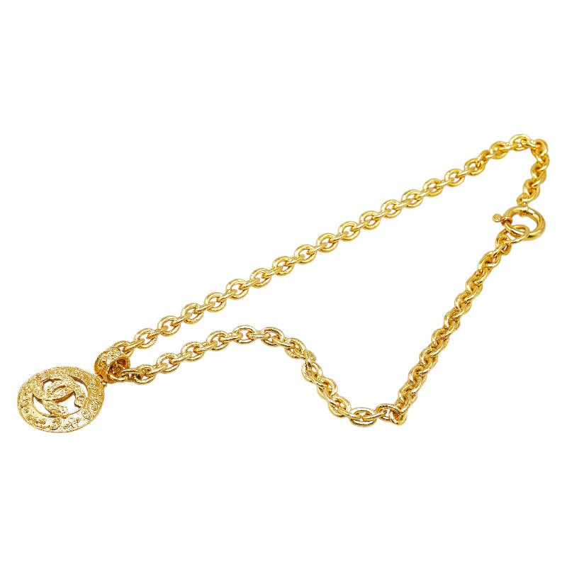 Chanel Vintage Coco Mark Round Necklace Gold Plated