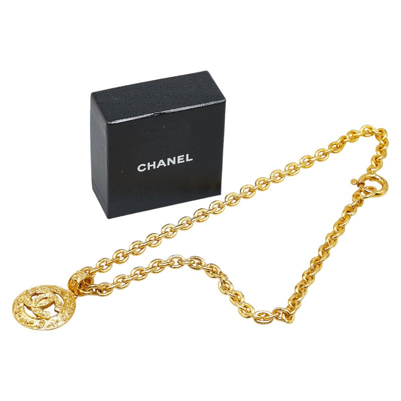 Chanel Vintage Coco Mark Round Necklace Gold Plated