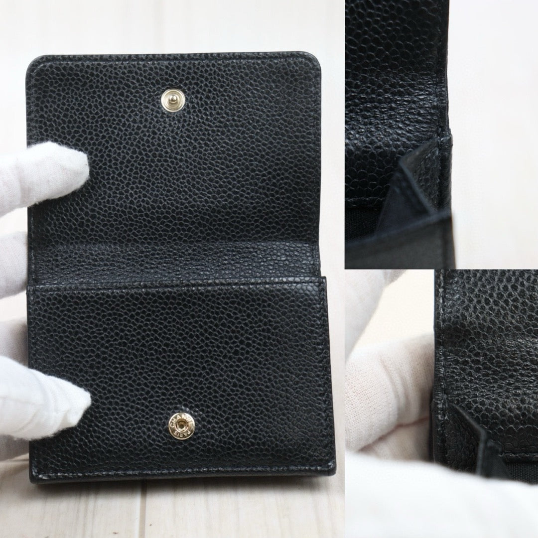 Very Good ( Rank A)｜CHANEL Caviar Skin Leather Calf Leather Wallet Black Made In 2019 Year｜VT25030132