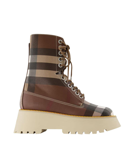 Burberry Check Pattern LaceUp Boots Women Print | Tartan Ankle Boots 37 print | tartan