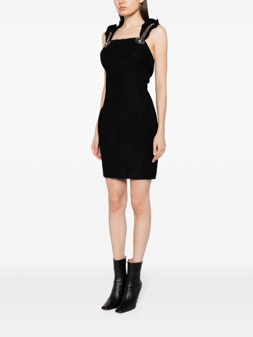 Pearl-embellished Tweed Minidress