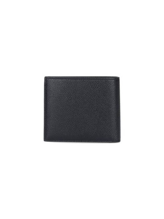 Luxury Balenciaga  Logo Print Leather Half Wallet Black