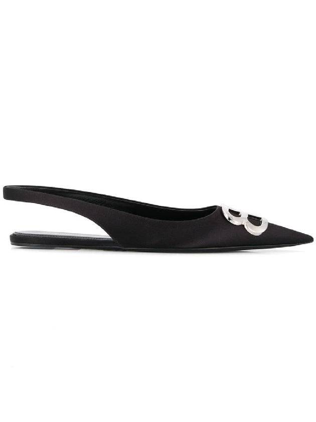 Luxury Balenciaga  BB Logo Slingback Flat Black