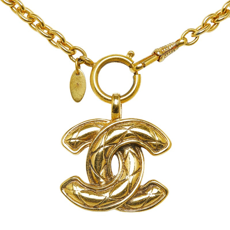 Chanel Coco Mark Logo Gold Plated Necklace