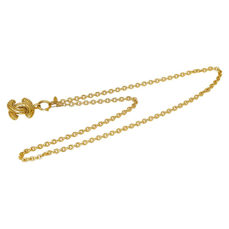 Chanel Coco Mark Logo Gold Plated Necklace
