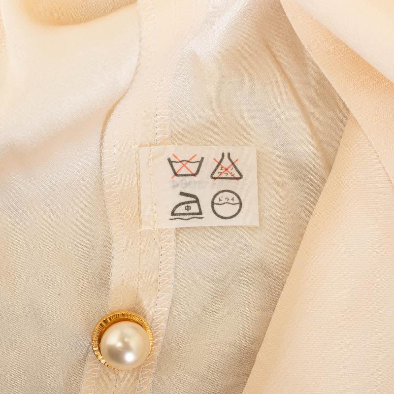 Chanel Silk Quilted Pearl Blouse Shirt
