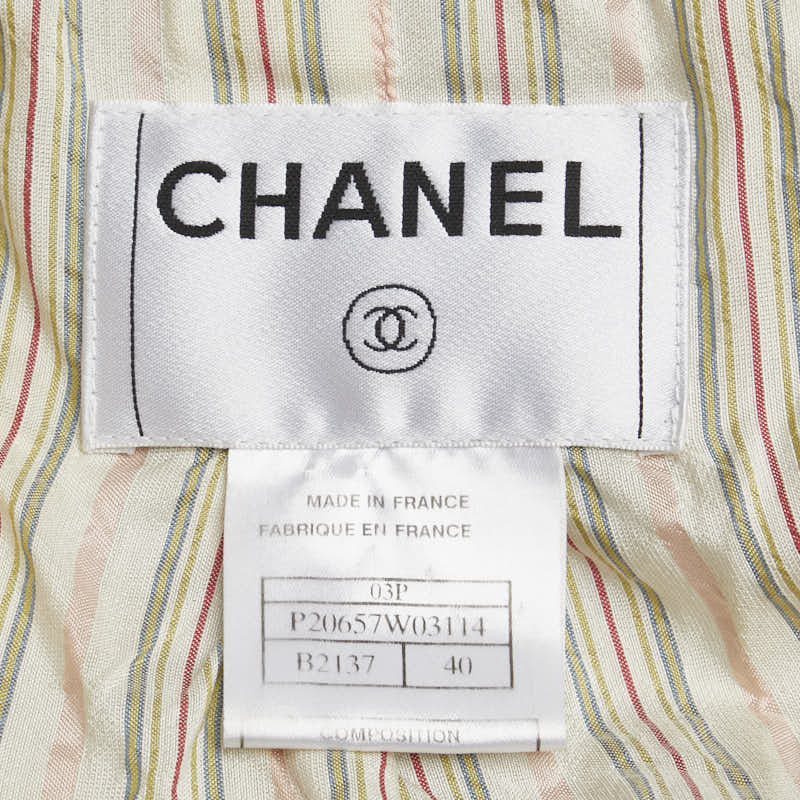 Chanel Tweed Jacket Beige Pink White