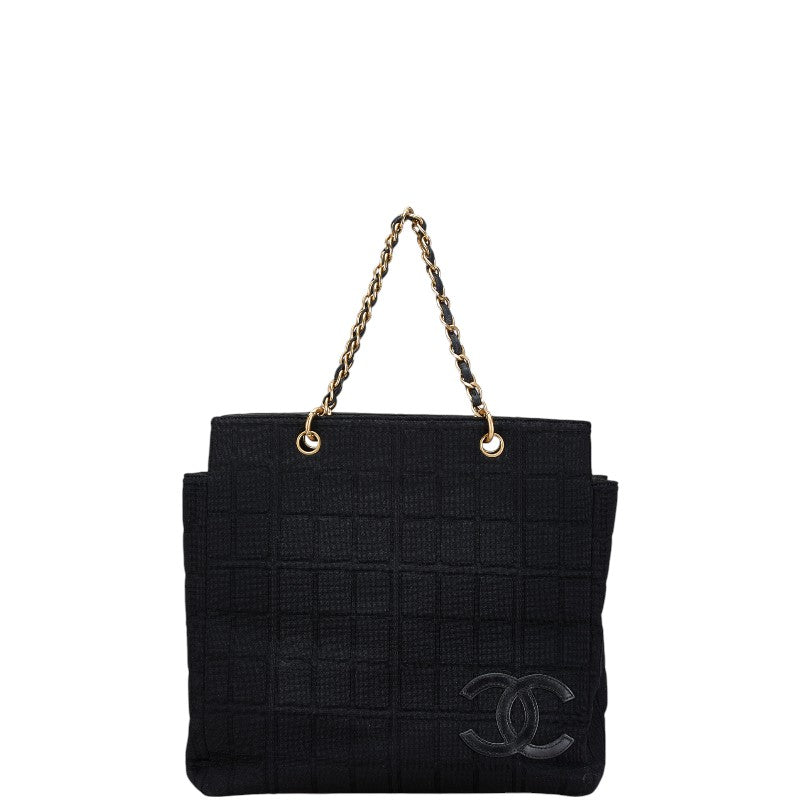 Chanel Coco Mark Choco Bar Canvas Leather Tote Bag