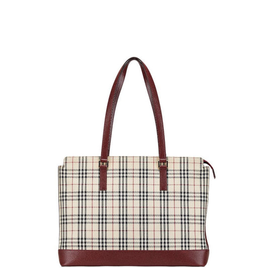Burberry Nova Check Canvas Leather Tote Bag
