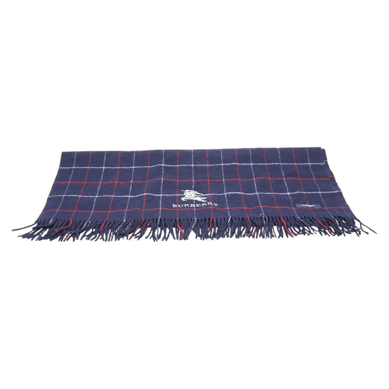 Burberry Wool Logo Embroidery Check Blanket