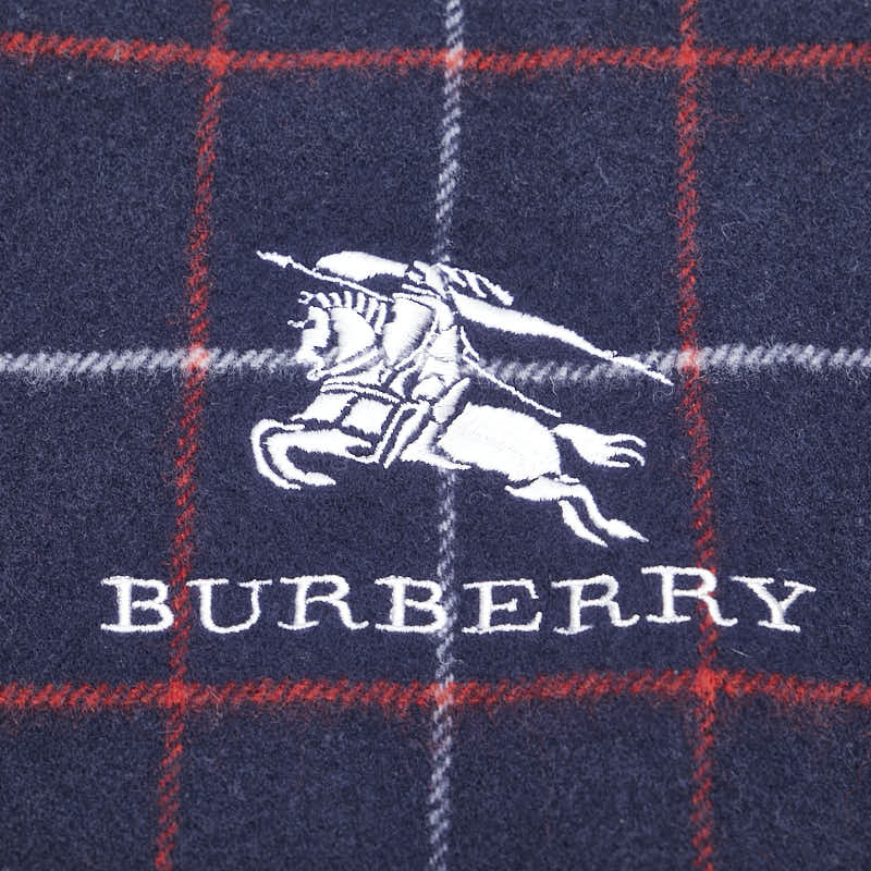 Burberry Wool Logo Embroidery Check Blanket