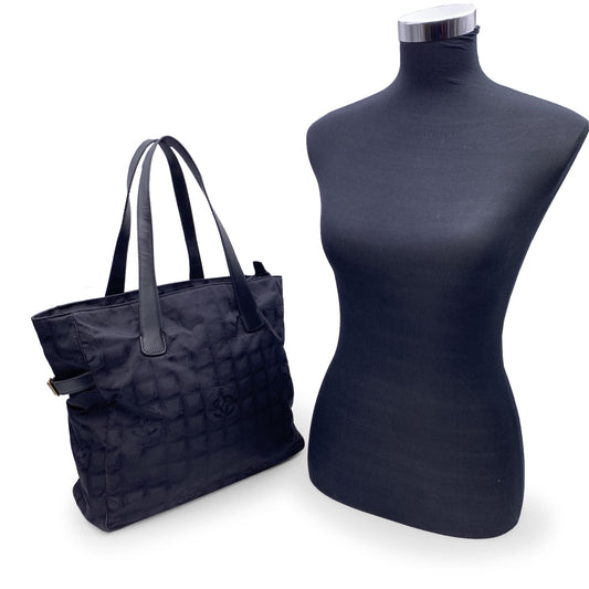 CHANEL Black Nylon New Travel Line Tote Shoulder Bag 2000S