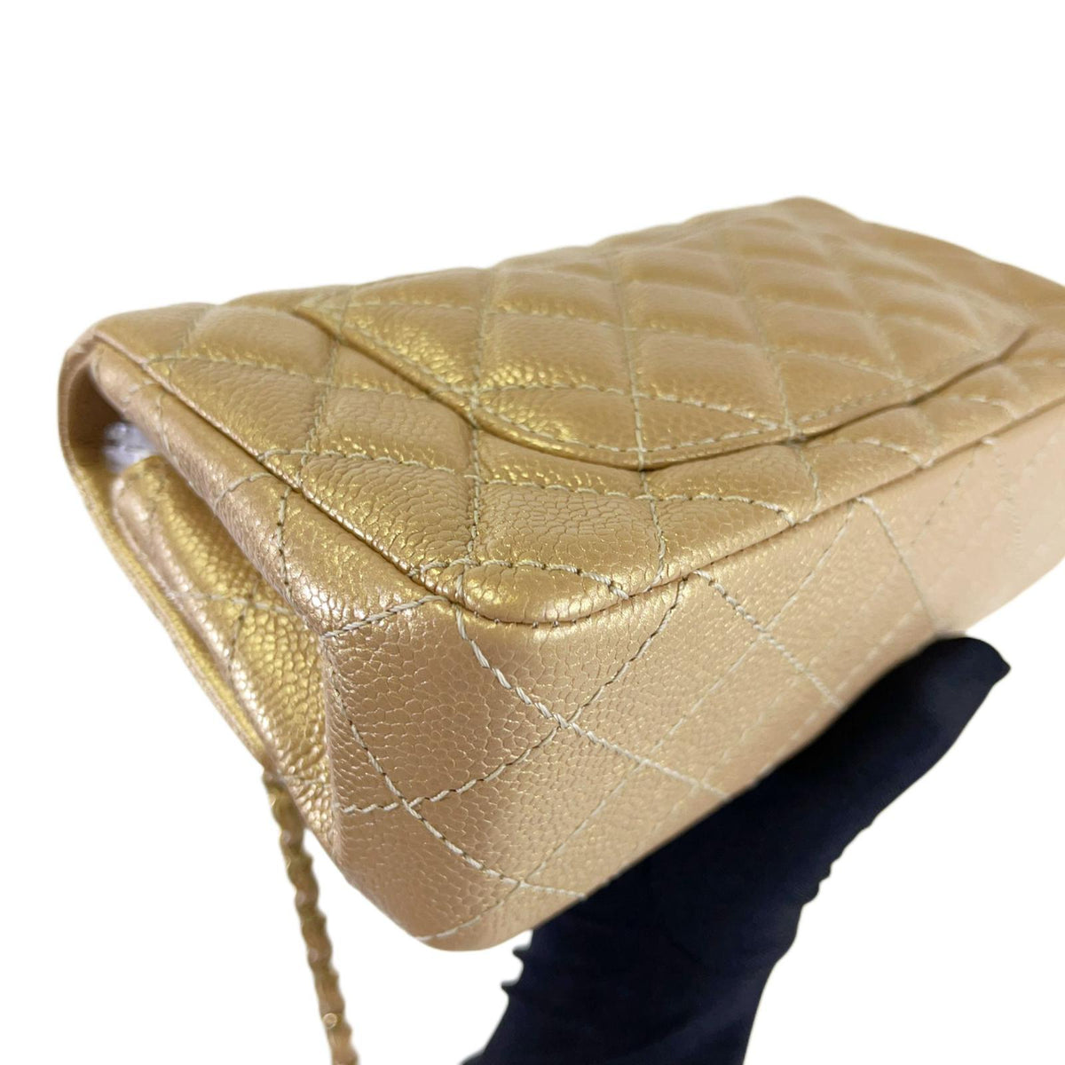 Mini 15C Rectangle Caviar Gold GHW