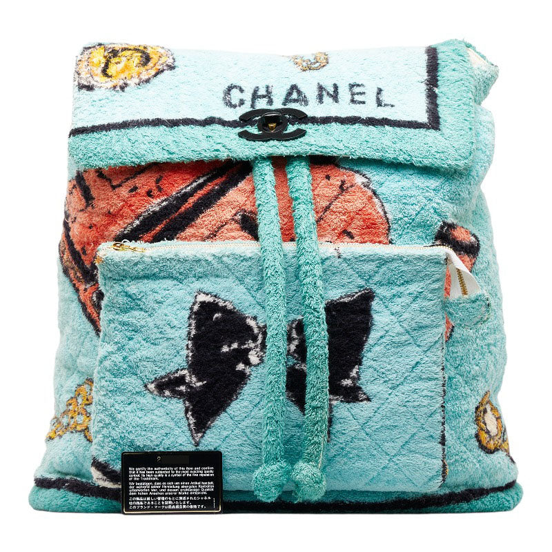 Chanel Pillage Rucksack Backpack Green Multicolor Cotton Lady Chanel