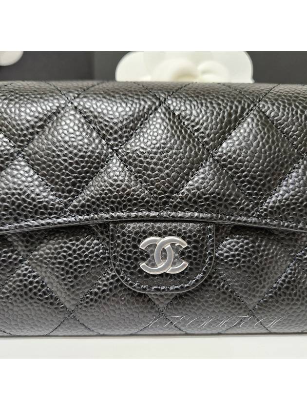 Classic Flap Wallet Grained Calfskin & Silver Black Chanel