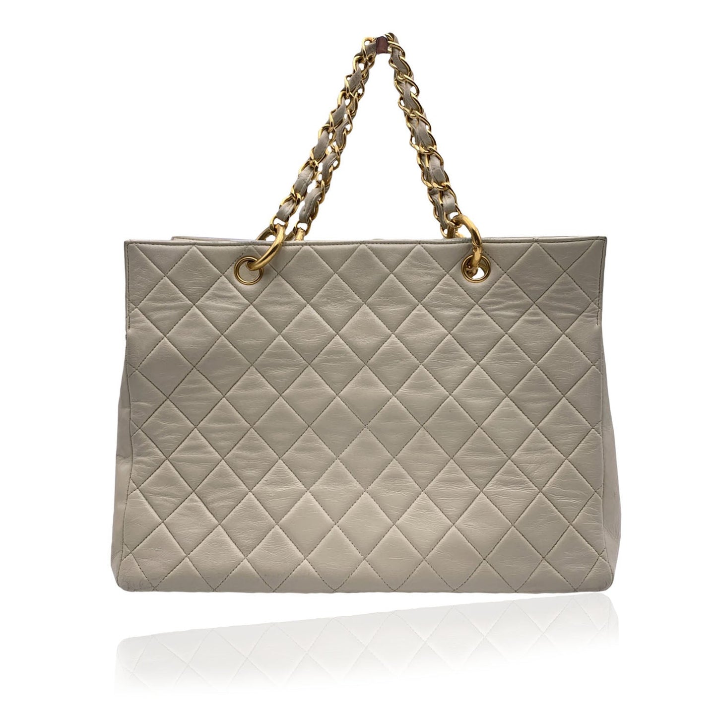 CHANEL Vintage Beige Quilted Leather Gst 1997 Grand Shopping Tote