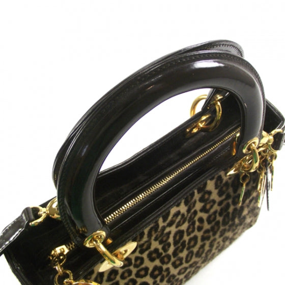 Dior Lady Dior Pony Hair Leopard HandBag