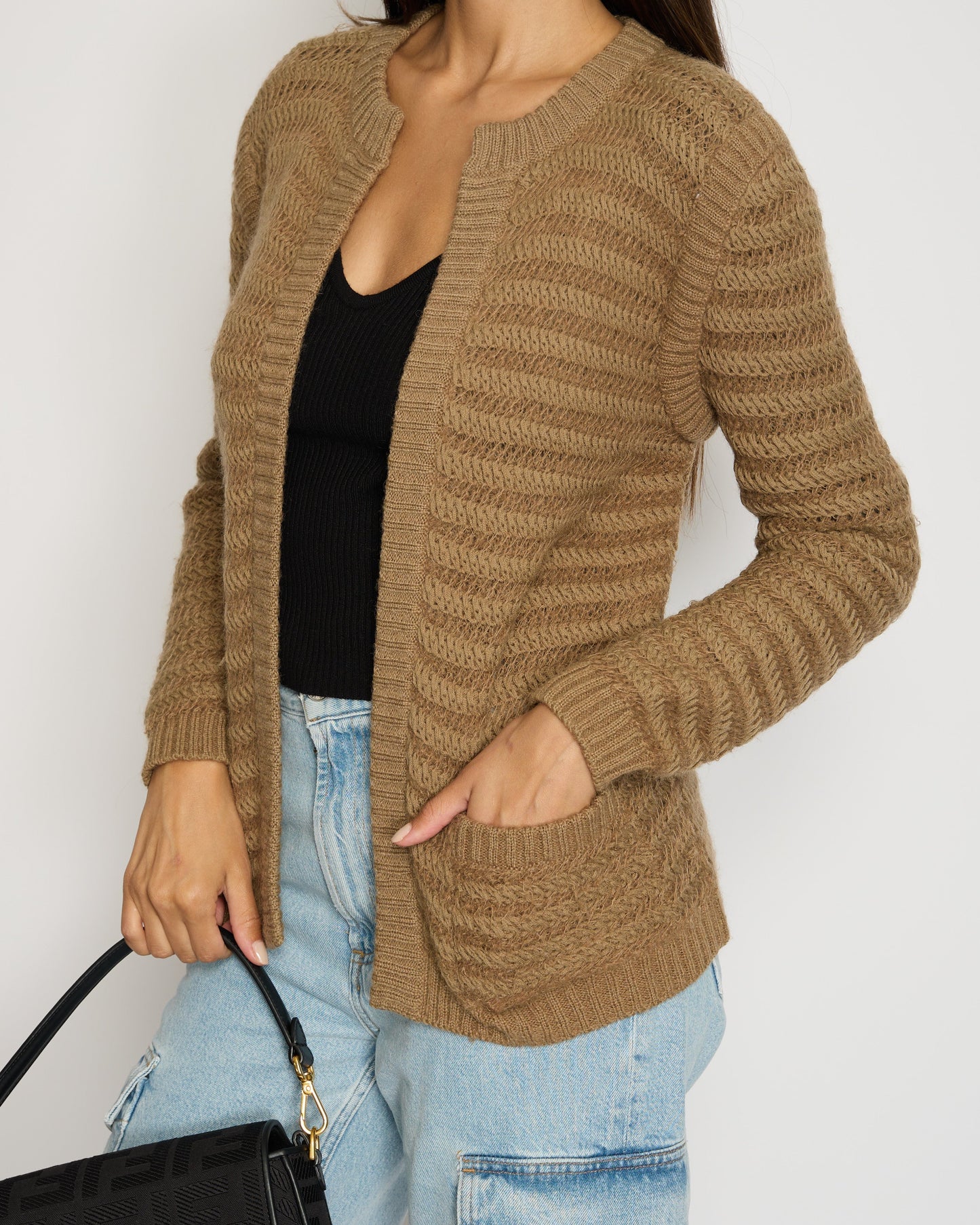 Chanel Brown Round Neck Knitted igan FR 38 (UK 10)