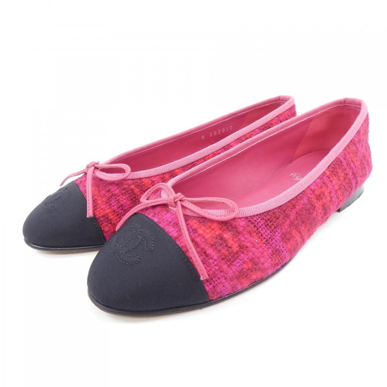 Chanel G02819Y54251 Tweed Grosgrain Flat Shoes