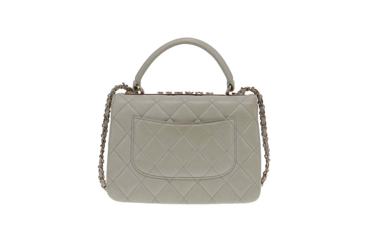 Chanel Pale Blue Lambskin Chain Detail Logo Small Trendy CC 2023