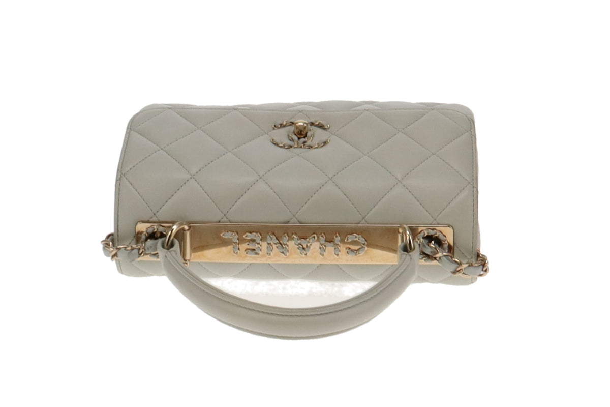Chanel Pale Blue Lambskin Chain Detail Logo Small Trendy CC 2023
