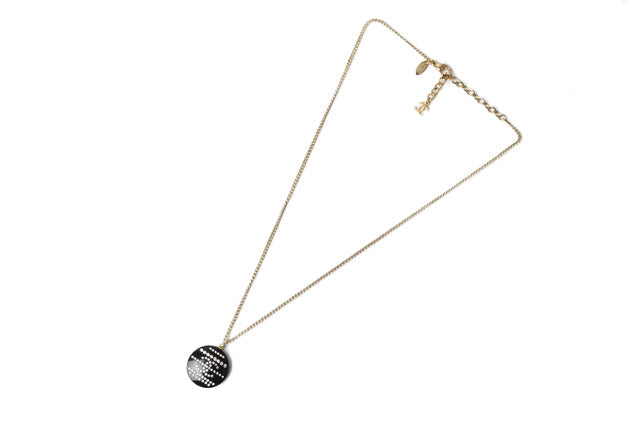 Chanel Necklace/Pendant Coco Mark CC Rhinestone Gold/Black