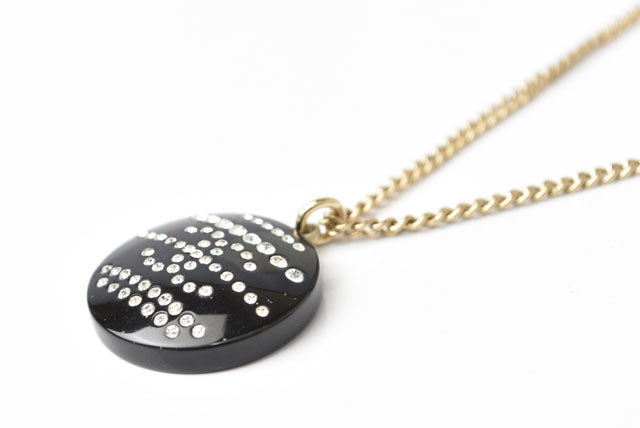 Chanel Necklace/Pendant Coco Mark CC Rhinestone Gold/Black